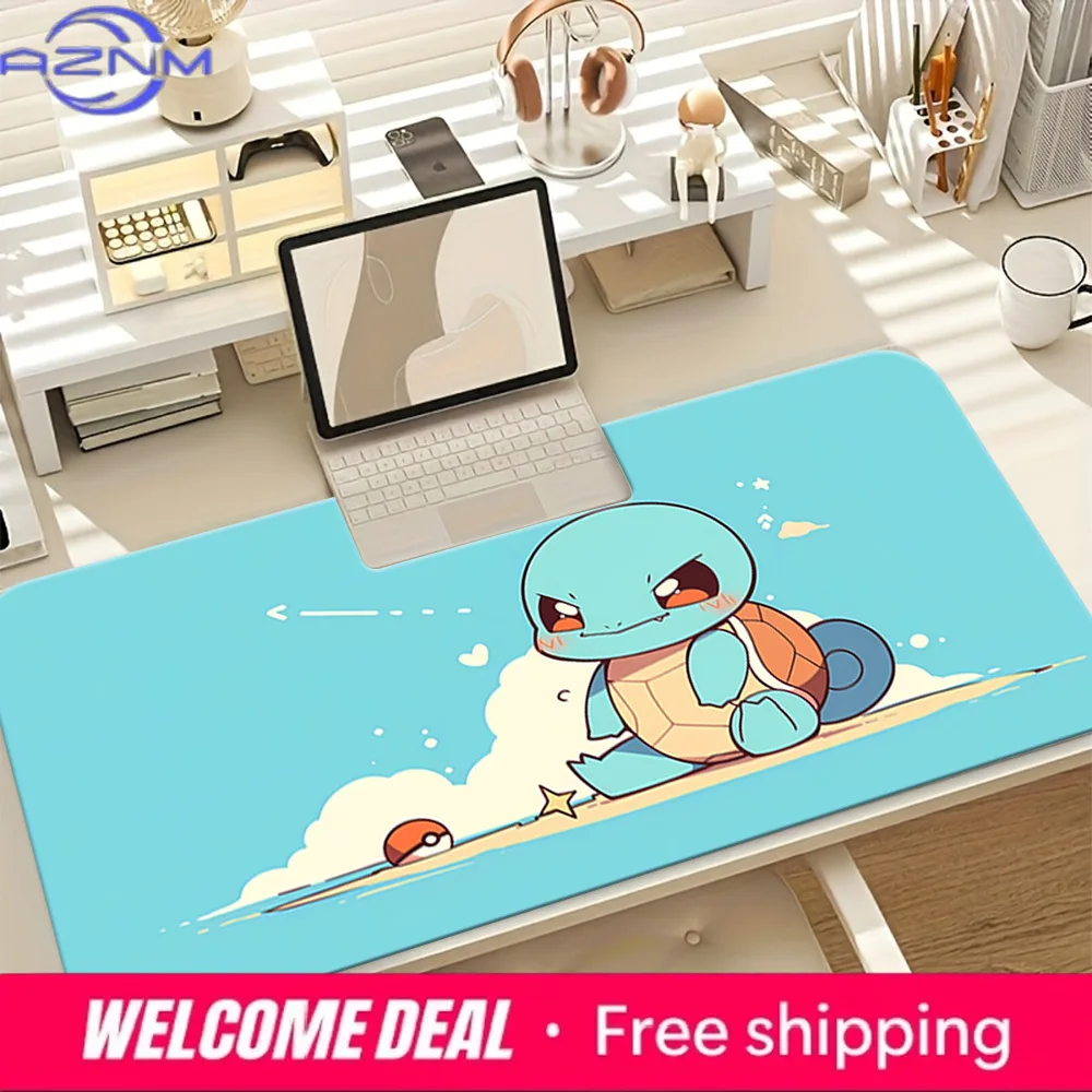 Angry Cute Squirtle Blue Gaming Desk Mat
