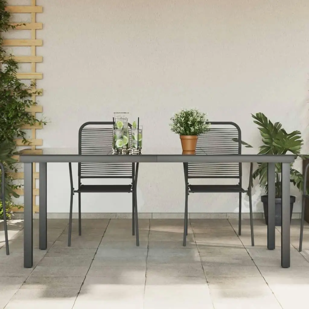 Stylish Black Aluminium & Glass Garden Table 190x90x74 cm for Outdoor Dining