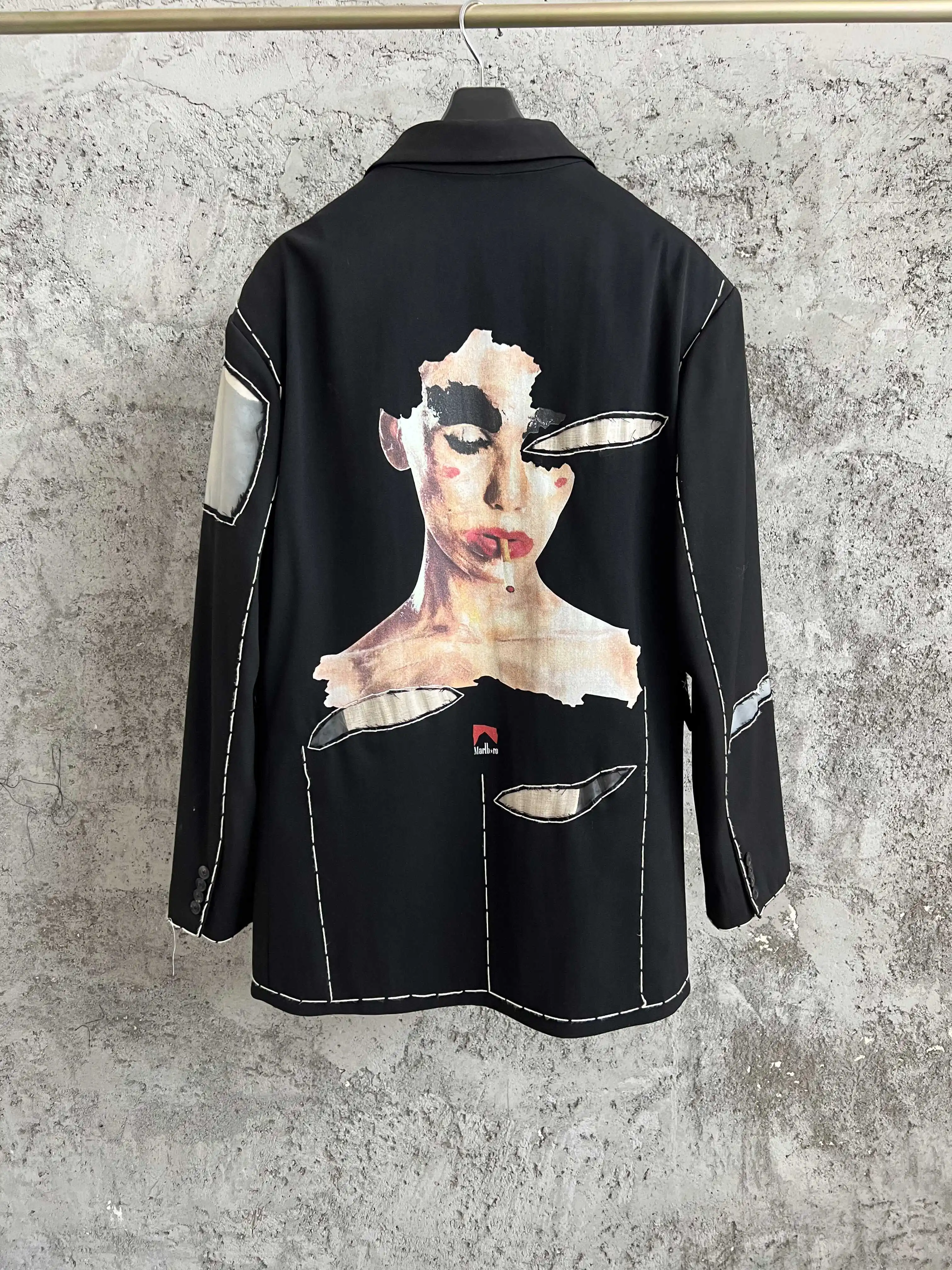 

TOP-YAMAMOTO Abstract Oil painting Print Deconstruction Wool Suit Avant-garde design