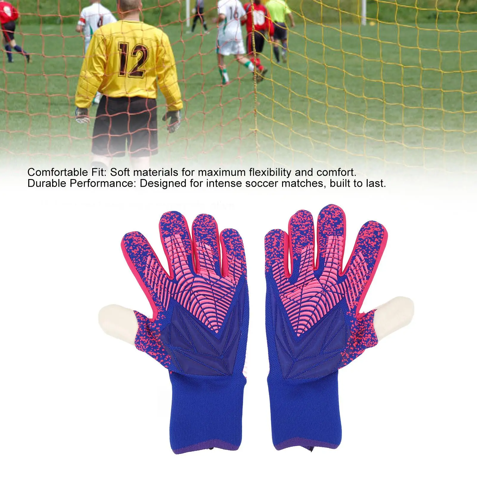 1 Pair Soccer Goalkeeper Gloves - Durable Latex, Strong Grip, Breathable & Comfortable for adult Training