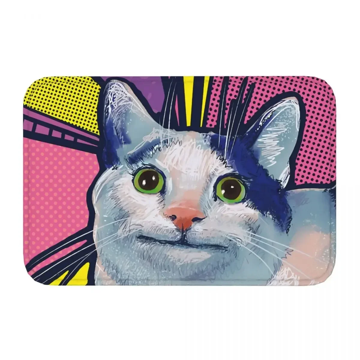 Ukraine Ukrainian Cat Anti-Slip Rug Doormat Bath Mat Courteous Meme In Pop Art Style Hallway Carpet Welcome Decor