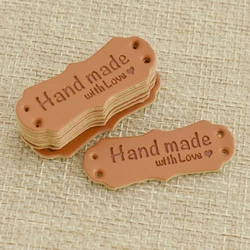 50Pcs PU Leather Tags Handmade With Love Labels Sewing Craft DIY Knittin Tags Unique Design Handmade Crafts High Quality PU