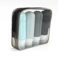 Bouteilles de cosmétiques de voyage en Silicone 90 ml/ensemble, conteneurs vides à presser, bouteille rechargeable étanche pour shampoing, après-shampooing, Lotion 5
