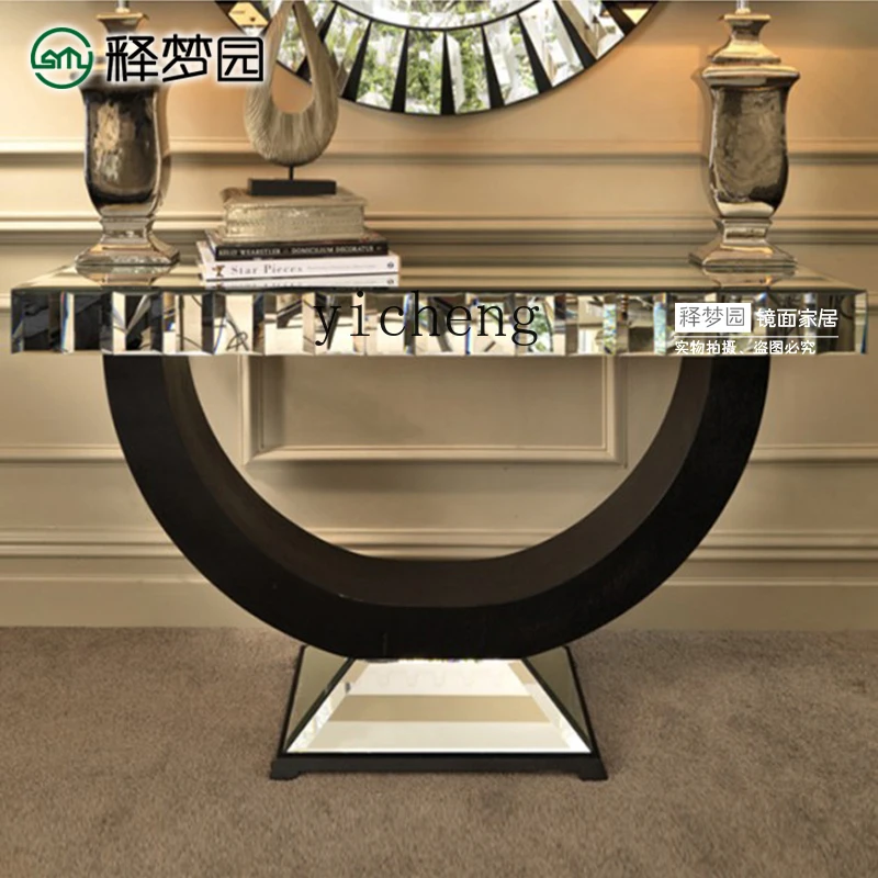 

TQH mirror entrance table glass furniture entrance table strip case partition table modern simplicity