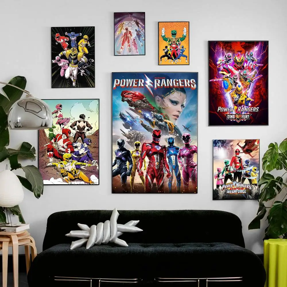 Movie P-Power R-Rangers Poster Sticky Posters Waterproof Paper Sticker Coffee House Bar Home Decor