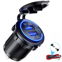 Quick Charge 3.0 Dual USB Car Charger Socket Waterproof 12V/24V QC3.0 USB ABS Fast Charger Socket Power Outlet with Touch Switch
