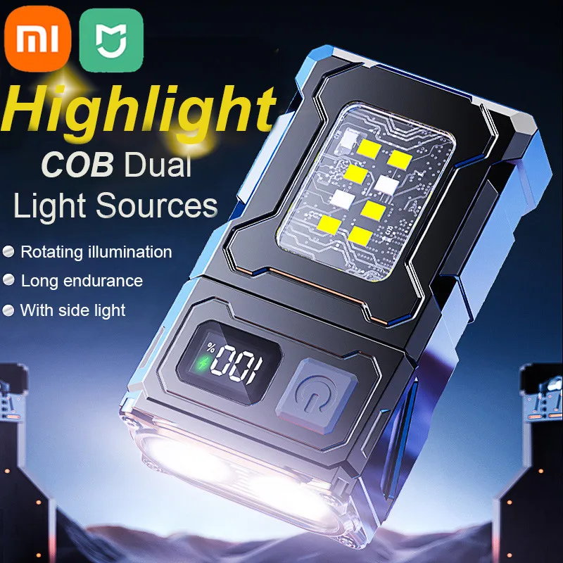 Xiaomi Mijia Multifunctional COB Flashlight Ajustable Angle LED Outdoor Portable Keychain Light Magnetic Camping Warning Lamp