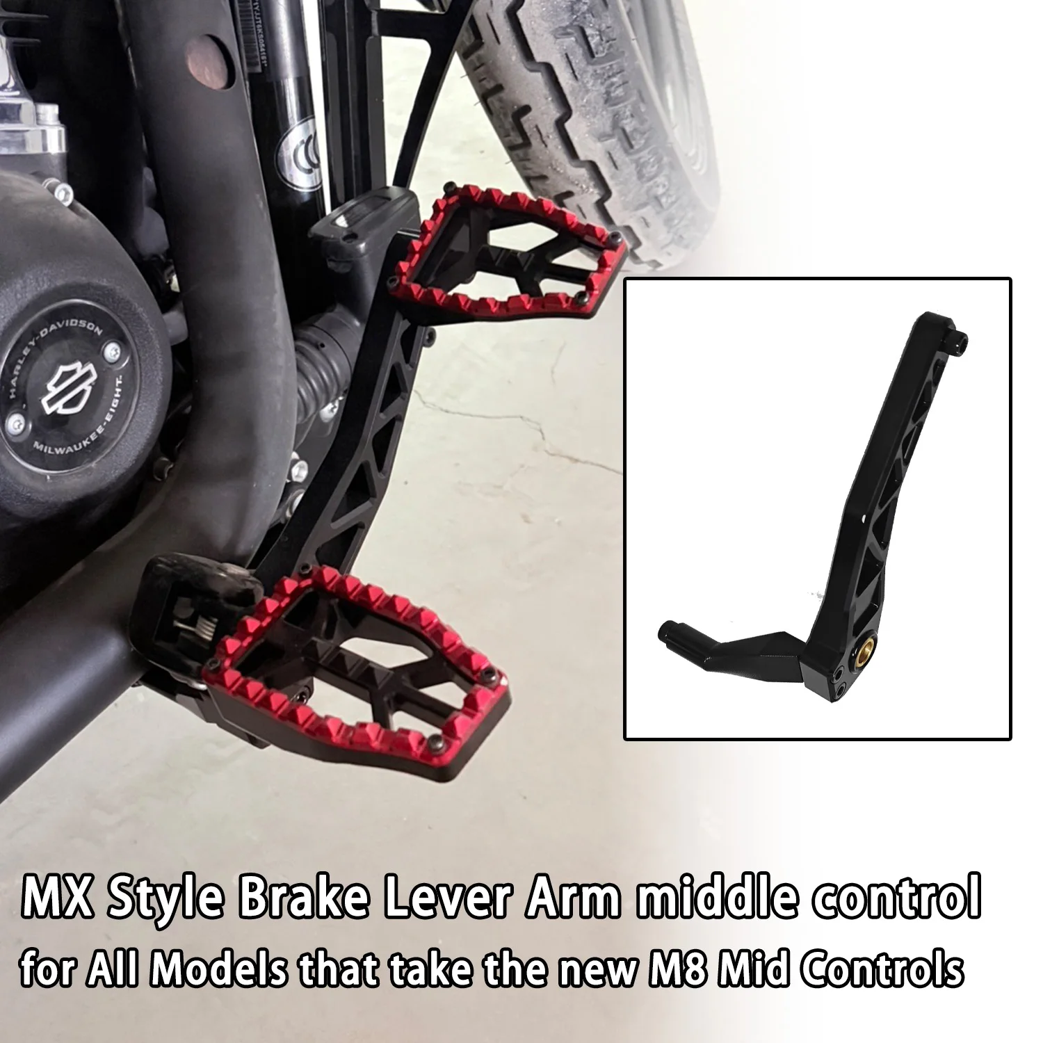 

Motorcycle MX Style Brake Lever Arm Middle Control Universal for All Models That Take The New M8 Mid Controls 2018 UP M8 Softail