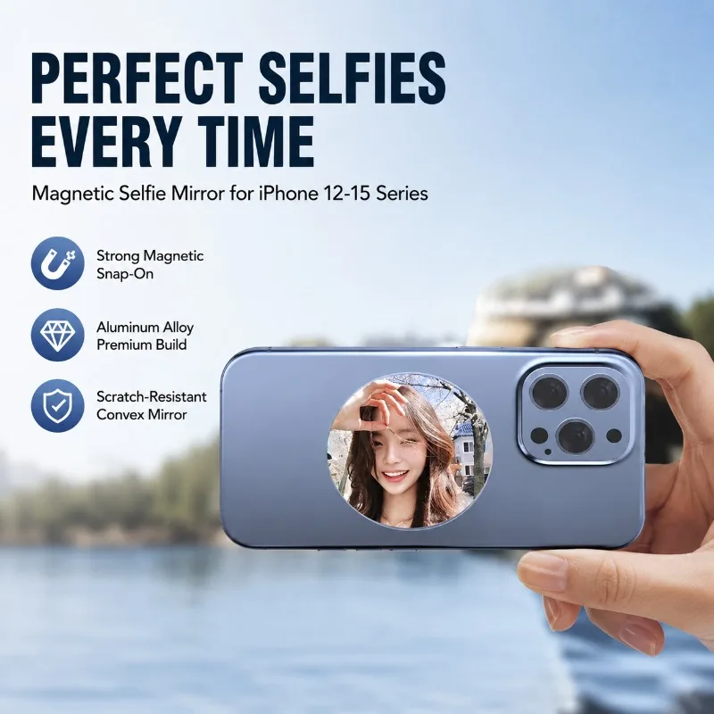 

Magnetic Selfie Mirror Portable Shooting Aid Practical Mobile Accessory for Rear Camera Use Perfect for Vlog Recording and Daily