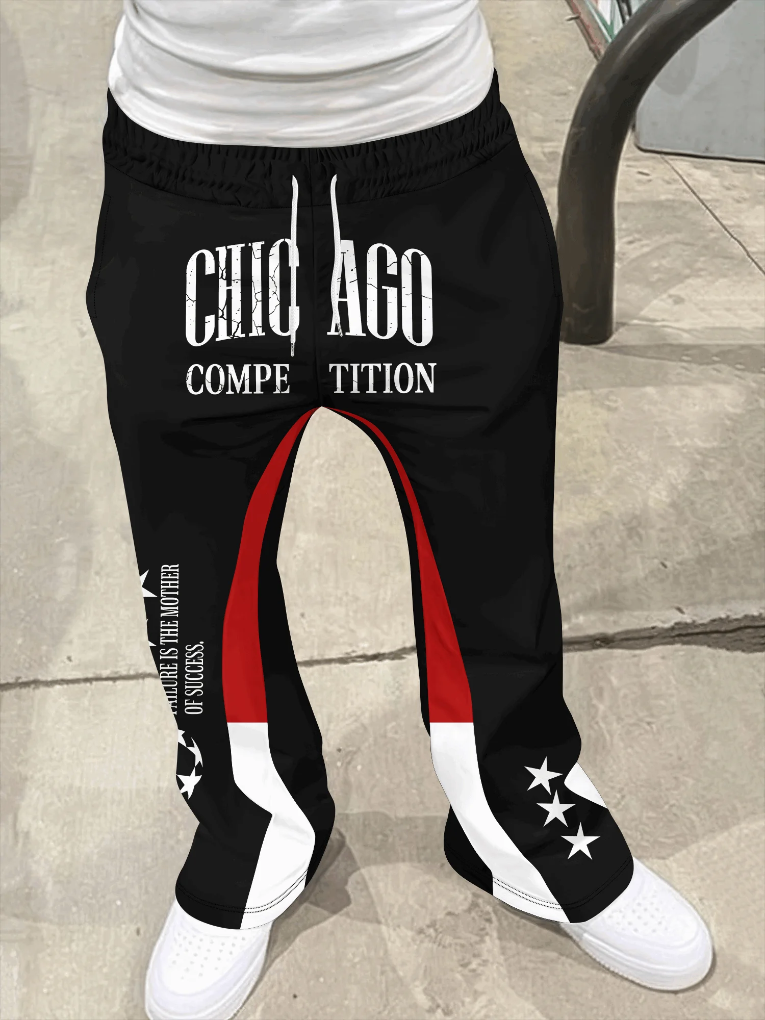 Unisex-Hose mit geradem Bein, lange Hose mit 3D-Abstraktdruck im Graffiti-Stil, Farbblock-Design, schnelltrocknende Hose, lockere Streetwear-Hose für Damen und Herren. – Detail 4