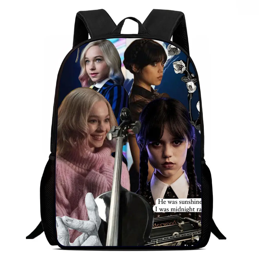 Mochila School Backpack,Cartoon We-dn-es-da-y School Bags for Girls Boys,Durable &Light Weight Kids Bags for Kindergarteen