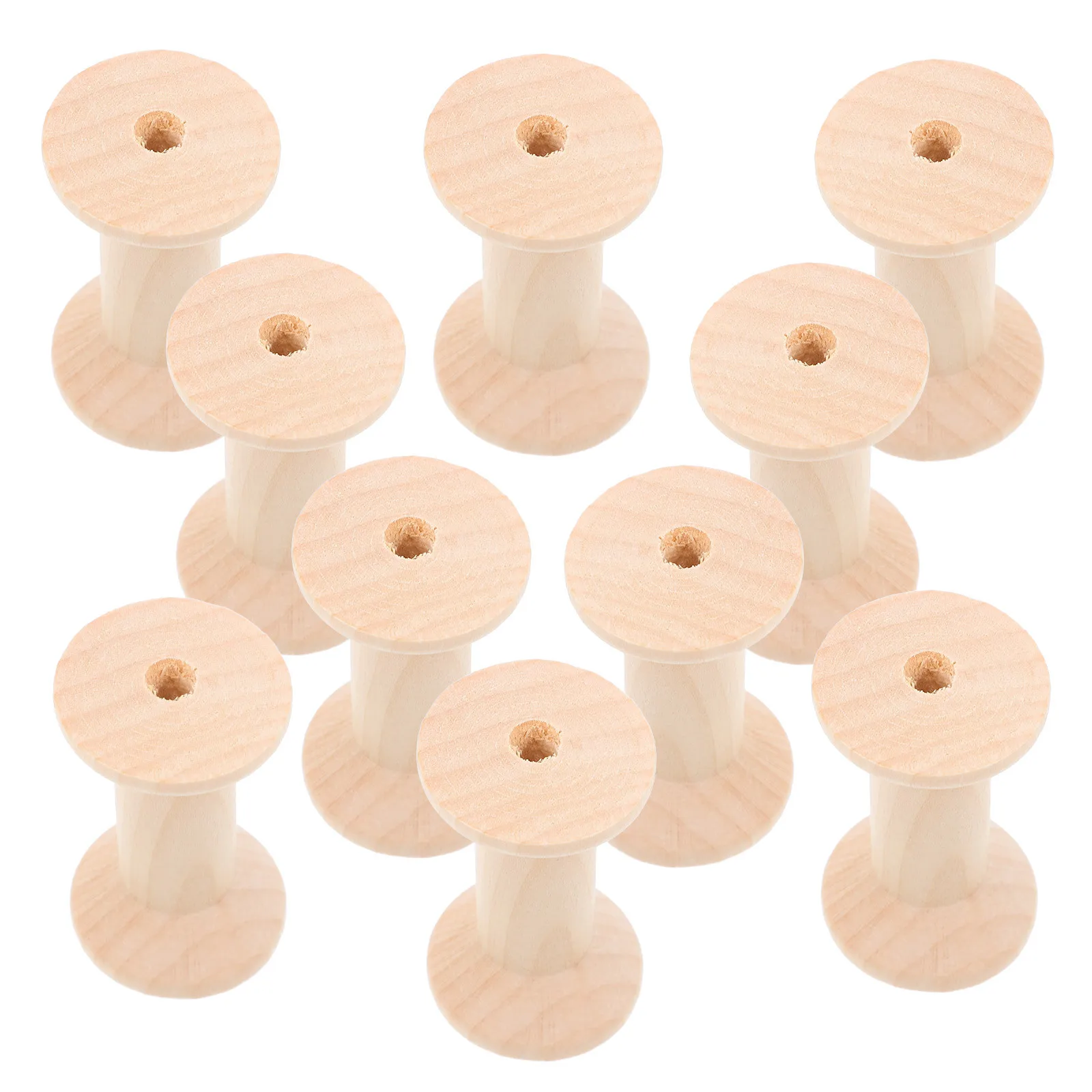 

10Pcs Wooden Spool Thread Holders Smooth Surface Sewing Yarn Bobbins Vintage Crafts Knitting Weaving Wood Spools