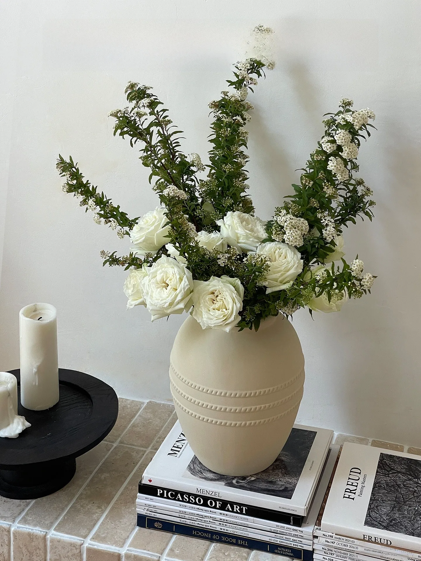 

Белая керамическая ваза для цветов в деревенском стиле, большая, для гостиной, столовой, домашнего декора, для цветочных композиций