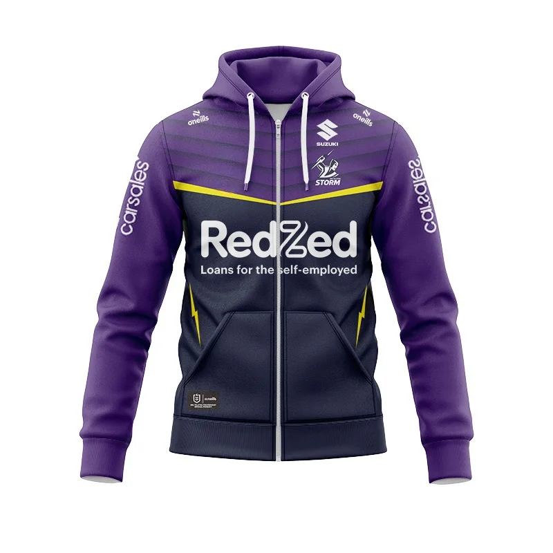 2024 Zip Hoodie Melbourne Storm Home Away Rugby Jersey (Custom name and number )