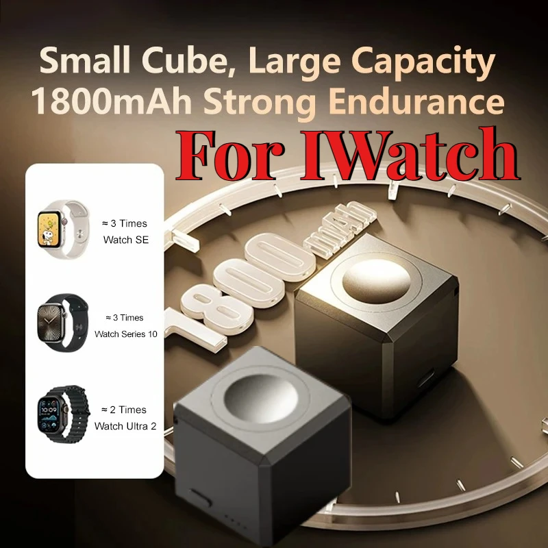 Reloj de 1800mAh, Banco de energía inalámbrico, carga rápida portátil para Iphone, Airpods, Apple Iwatch 9 8 7 SE Ultra2 magnético