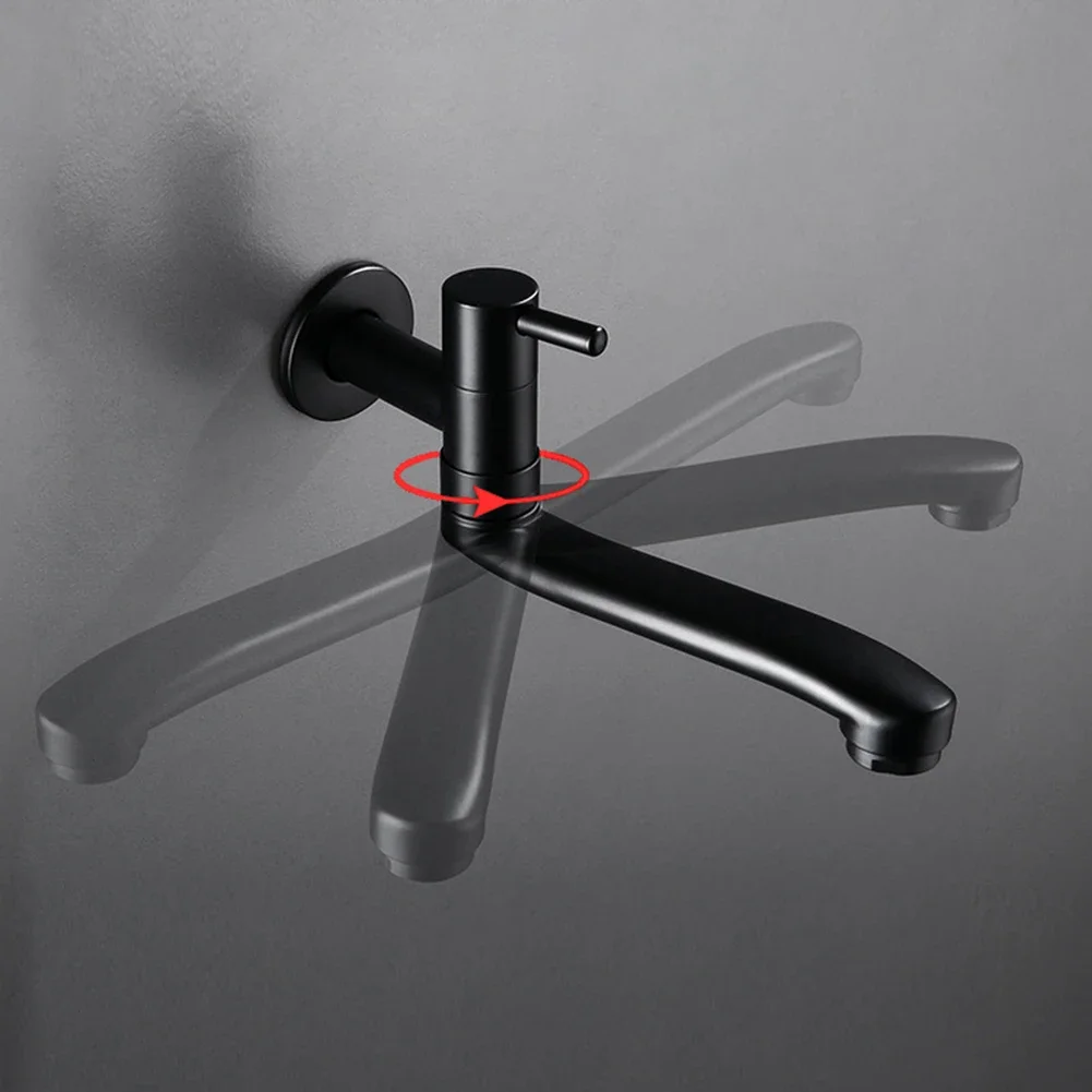 Extended Wall Mounted Faucet Single Cold Kitchen Sink Mop Pool Faucet Rotatable Bathroom Balcony Mop Pool Extended Tap Nozzle