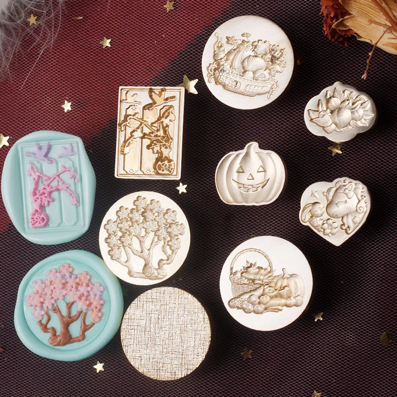 

Seal Wax Stamp Stamped Fire Paint Plants Fruits Floral Print Relief Sculpture Embossed DIY Retro Handbook Scrapbookin Timbro new