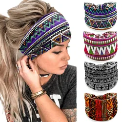 African Headband Boho Print Turban Wide Elastic Yoga Sports Workout Hairband Stretchy Headwrap For Women Girls Hair Accessories