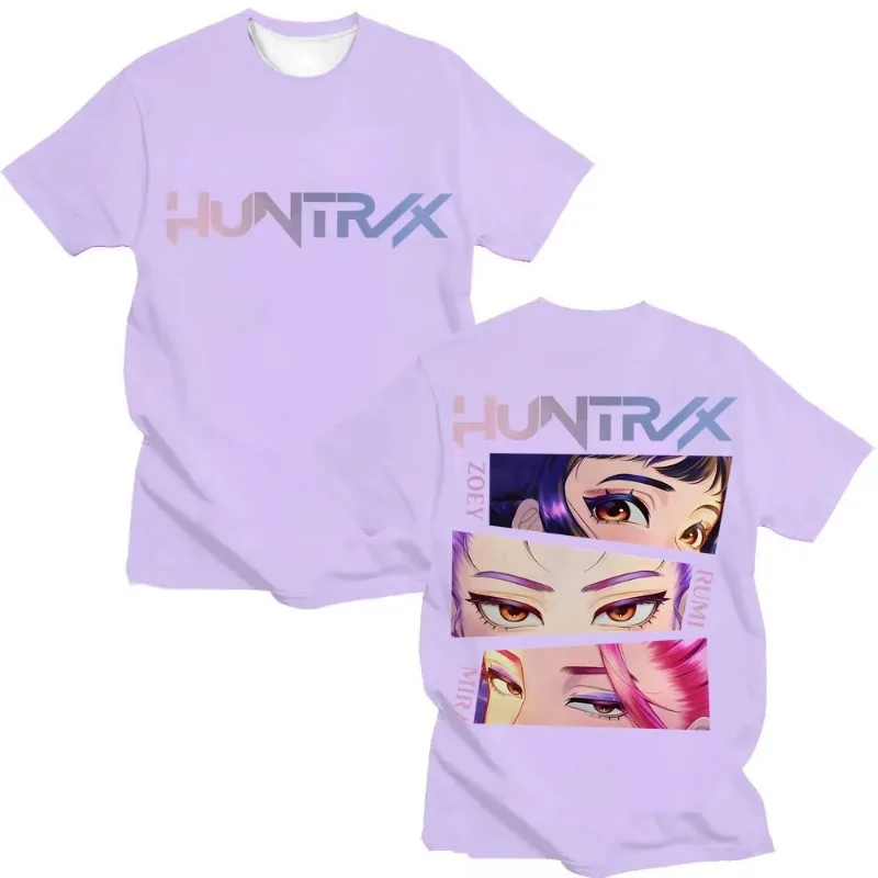 2025 شعبية أنيمي KPop شيطان الصيادين Huntrix ثلاثية الأبعاد مطبوعة موضة فيلم فضفاض تنفس سرعة التجفيف الجولة الرقبة تي شيرت #3