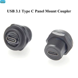 IP67 USB 3.1 Type C Panel Mount Coupler USB C Pass Through Waterproof Connector Female to Female Bulkhead Converter Adapter