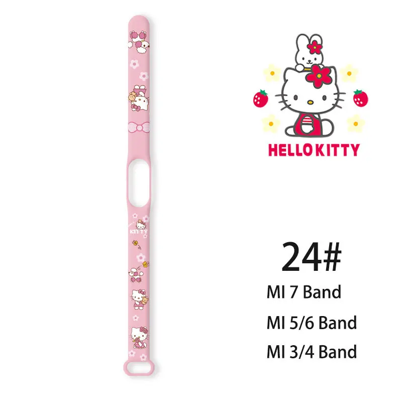 Sanrio Cartoon Strap Hello Kitty For Xiaomi Mi Band 7 6 5 4 3 NFC Silicone Bracelet Replacement Smart Sports Fitness Wrist