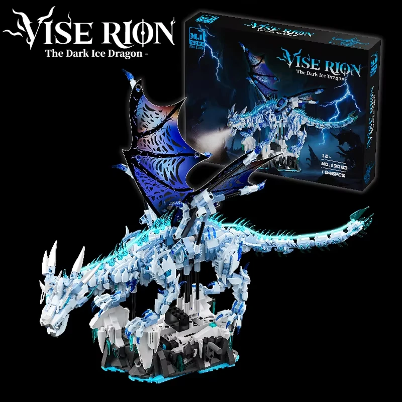 1646PCS Ice Dragon Building Blocks Animal Model MJ13093 Fire Breathing Dragon Bricks Desktop Display Toys For Kids Gifts Decor