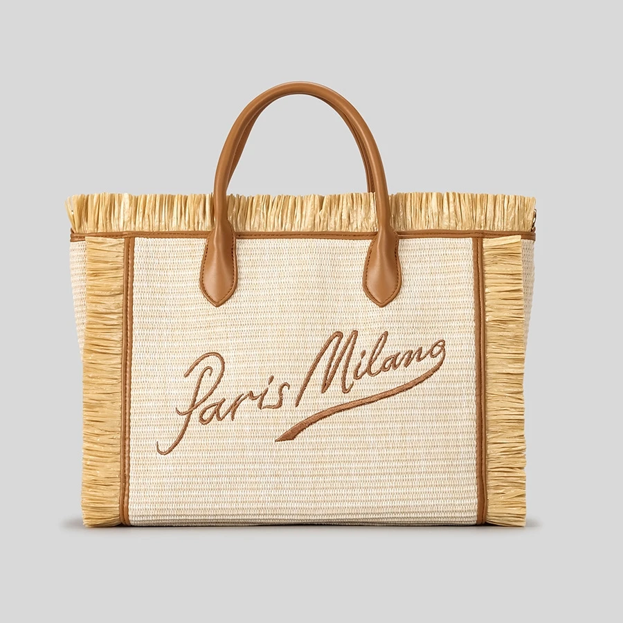 

Straw Bag With Embroidery Logo New Style Women's Beach Tote Bag Large Capacity Leisure Travel Straw Handbag for Outdoor
