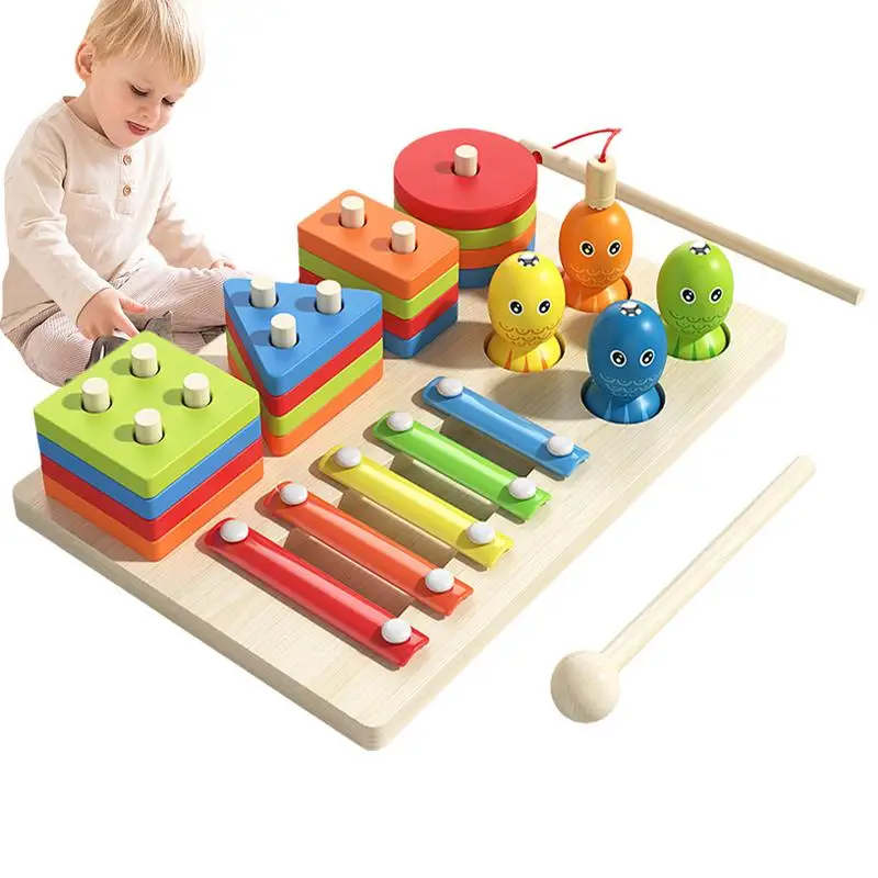 Criança Classificando Brinquedos, Forma de Madeira Stacking, Pré-escolar Aprendizagem Atividades, Matemática Cognição Cor, Montessori bebê STEM, 3 em 1