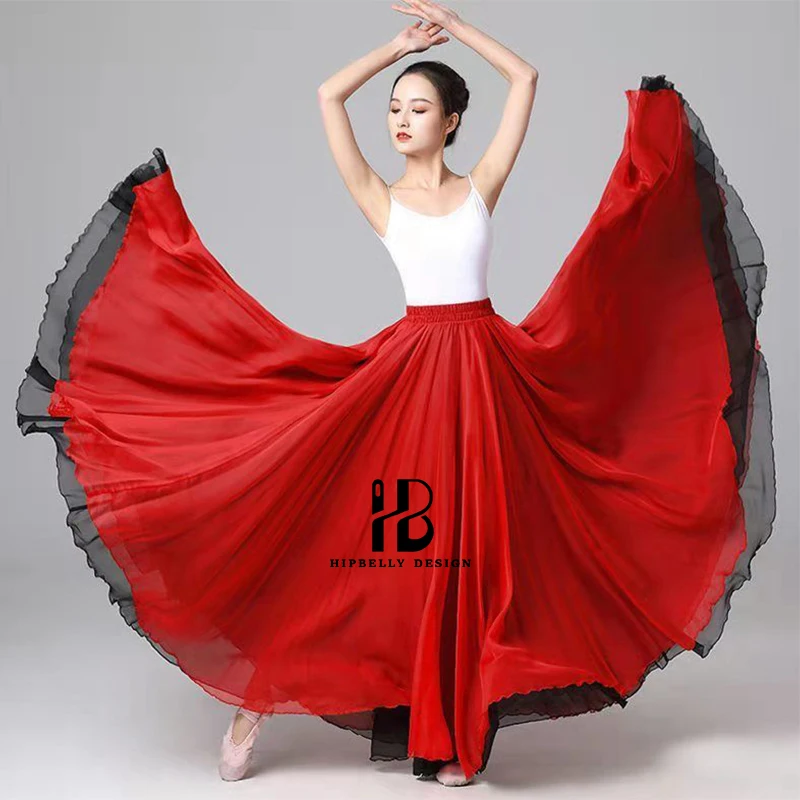 Gonna da danza classica Tencel a doppio strato da 720 gradi che scorre gonna grande abiti da allenamento abbigliamento da prestazione gonna di garza