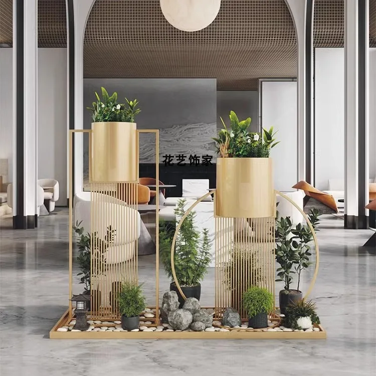 

Iron flower stand green plant rental plant rental pendulum hotel lobby office lobby property elevator entrance landscaping frame