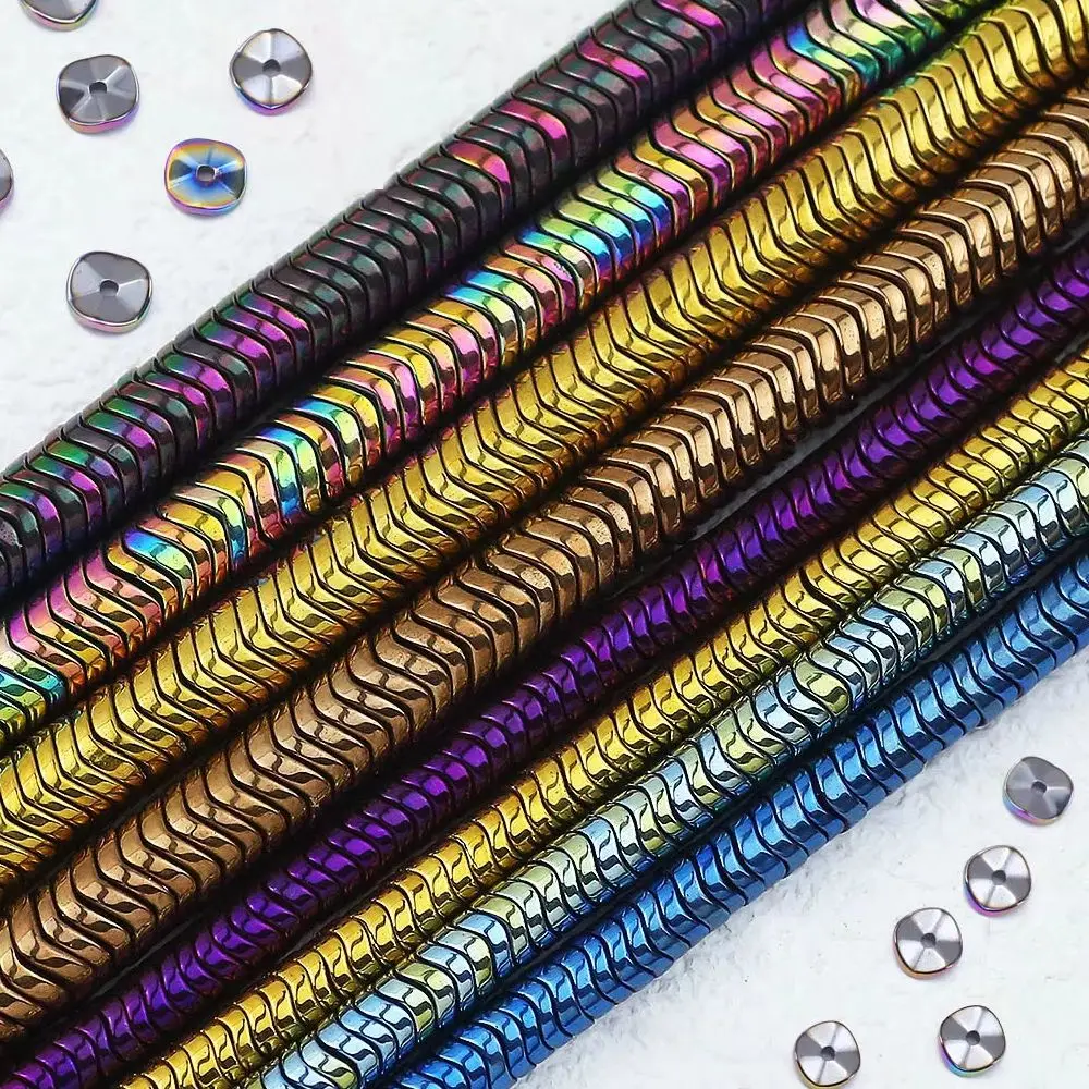 4mm/6mm Multi Gold Farbe Schwarz Lila Wellenförmige Hämatit Runde Lose Spacer Perlen Für Schmuck Machen DIY Armband Halskette DIY