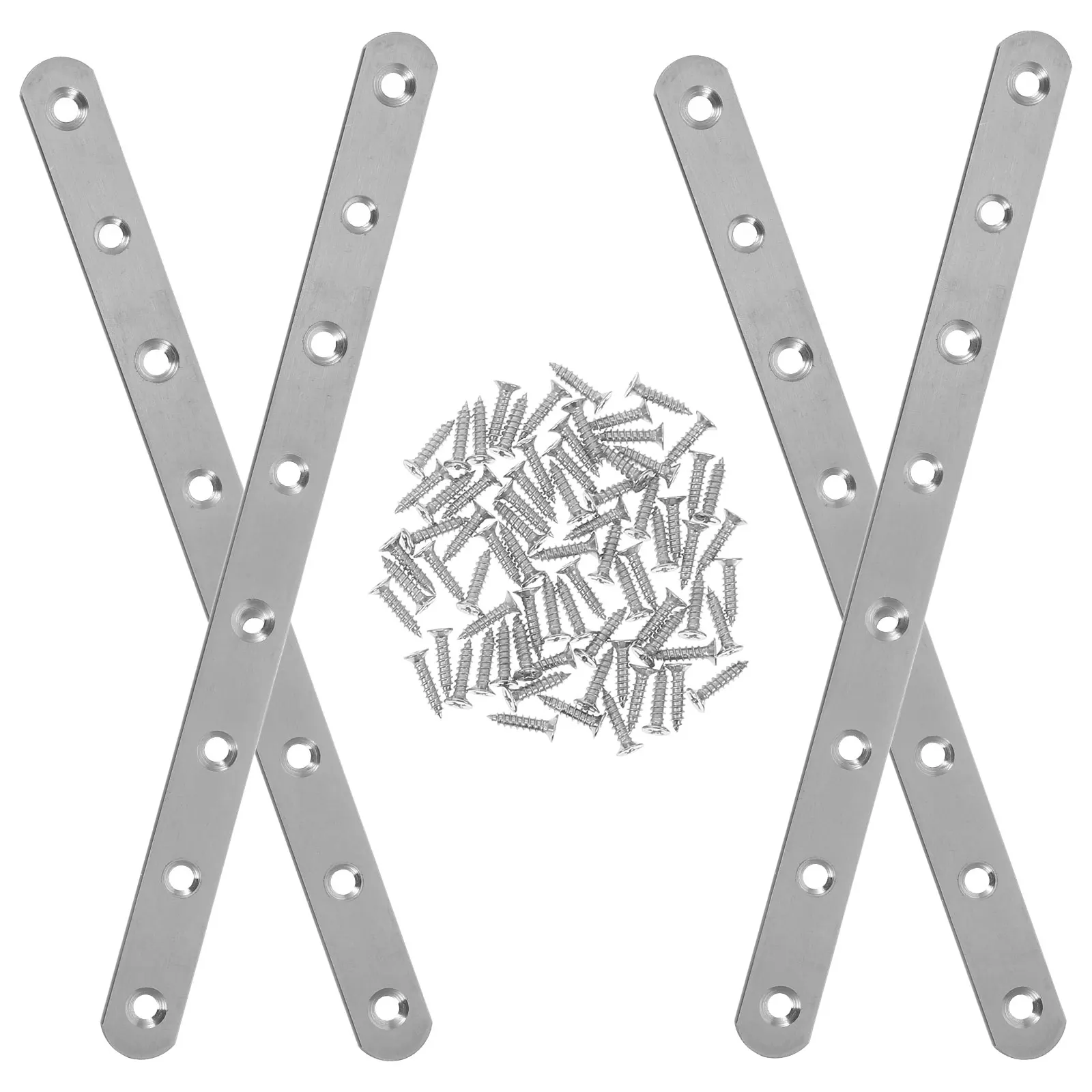 

4Pcs Stainless Steel Flat Bracket Repair Support Plate for Wood Metal Bracing Fixing Hardware Universal Mending Plates