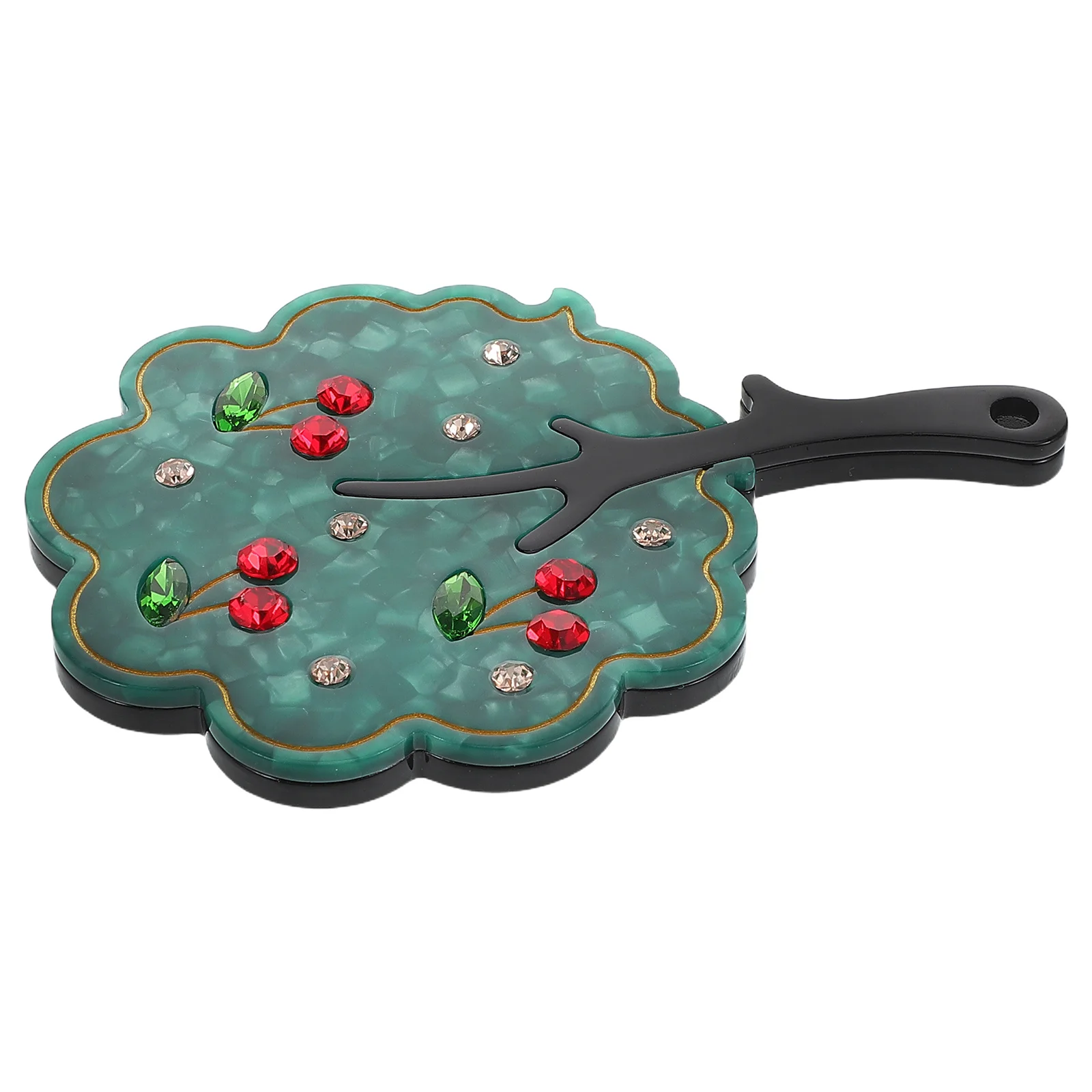 Mini miroir de poche Portable en forme d'arbre, strass, Vintage, Compact en acétate, pour maquillage, voyage, usage quotidien