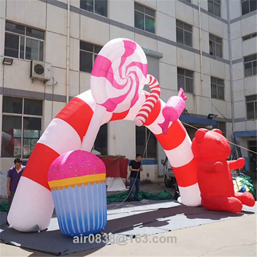 Arco inflável dos doces da festa doce, arco inflável colorido da propaganda do arco da entrada do evento do shopping para a decoração de natal