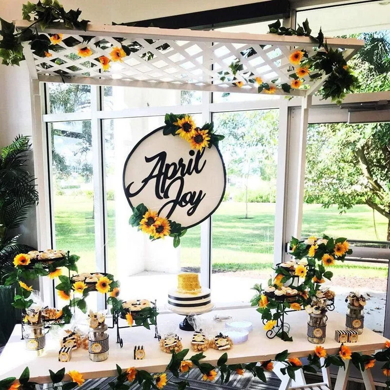 Green Leaf Flower With LED Lights String Artifical Plant Fairy Lights Garland Decorations for Home Bedroom