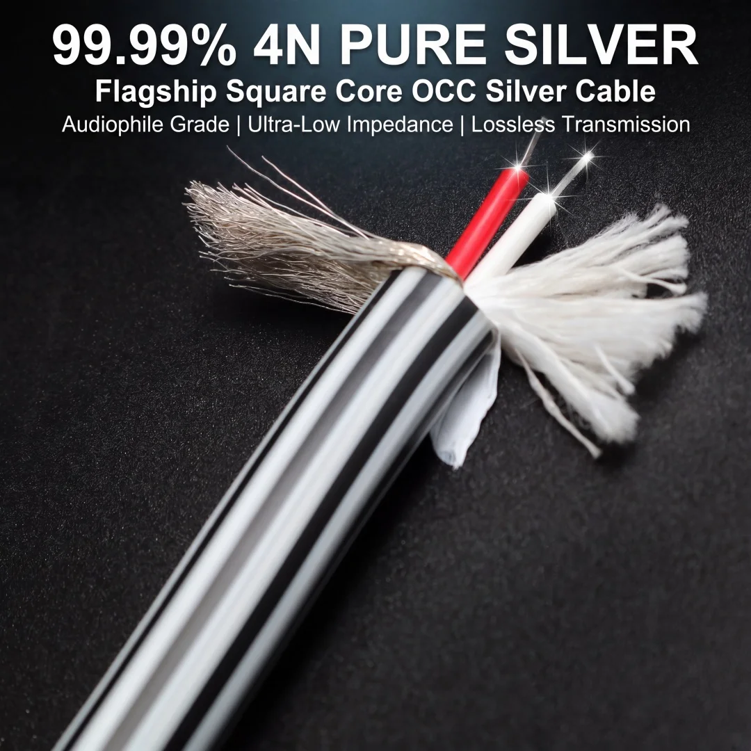 99.99 2 Core Flat Pure Silver Signal Cable 11mm HIFI XSSH AUDIO Shielded Wire Amplifier CD DIY Ag Interconnect Audio Cable Cord