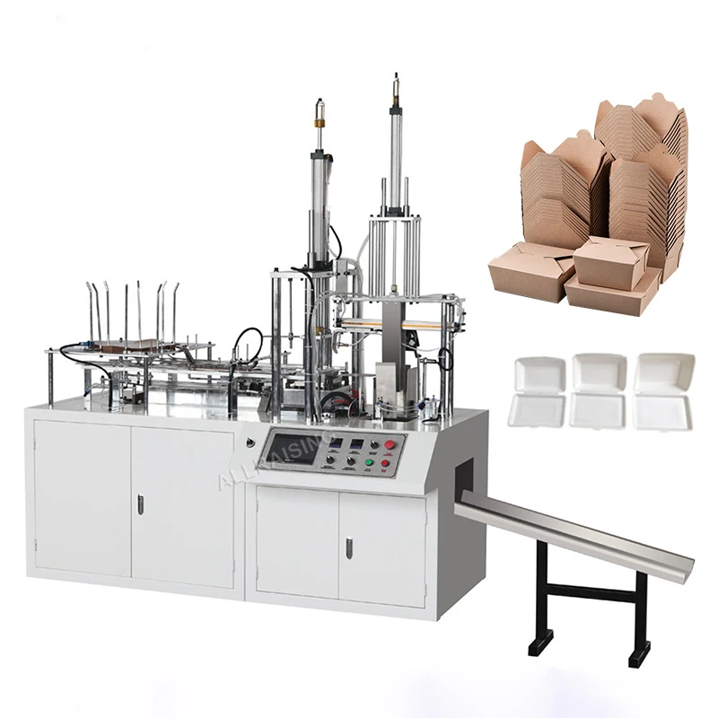 Multi-grid paper lunch box making machine disposable biodegradable paper lunch burger box making machine