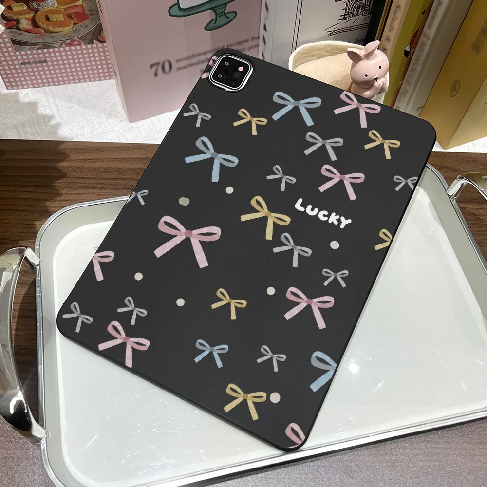 Sweet Pastel Bow Ribbon Straight Edge Matte Tablet Case For Samsung Galaxy Tab S9 S10 S11 S12 Ultra S12 Plus A9 A11 Shell Cover