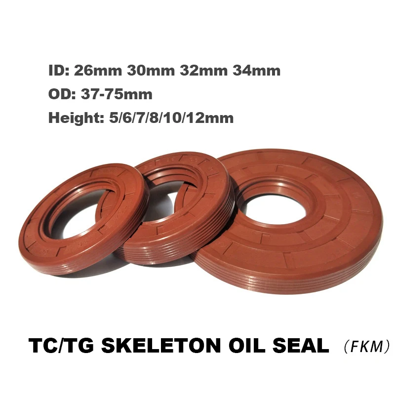1Pcs FKM Fluorine Rubber TC/TG Skeleton Oil Seal TC-26/30/32/34 * 37/38/40/42/45/46/47/48/50/55/60/72/75 * 4/5/6/7/8/10/12mm