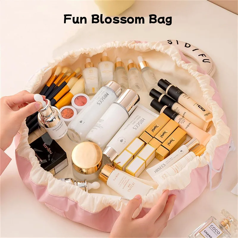 Fun Blossom Bag Folding Portable Large Capacity Travel Storage Package Drawstring Toiletry Bag Waterproof Hand Makeup Bag