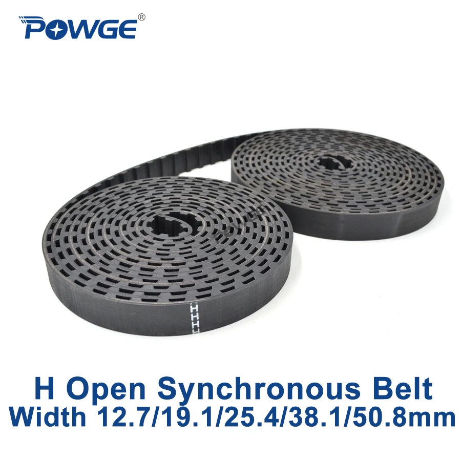 

POWGE Trapezoid H Open Synchronous Timing belt H-050 H-100 Rubber Neoprene fiberglass width 12.7/19.1/25.4/38.1/50.8mm Pulley