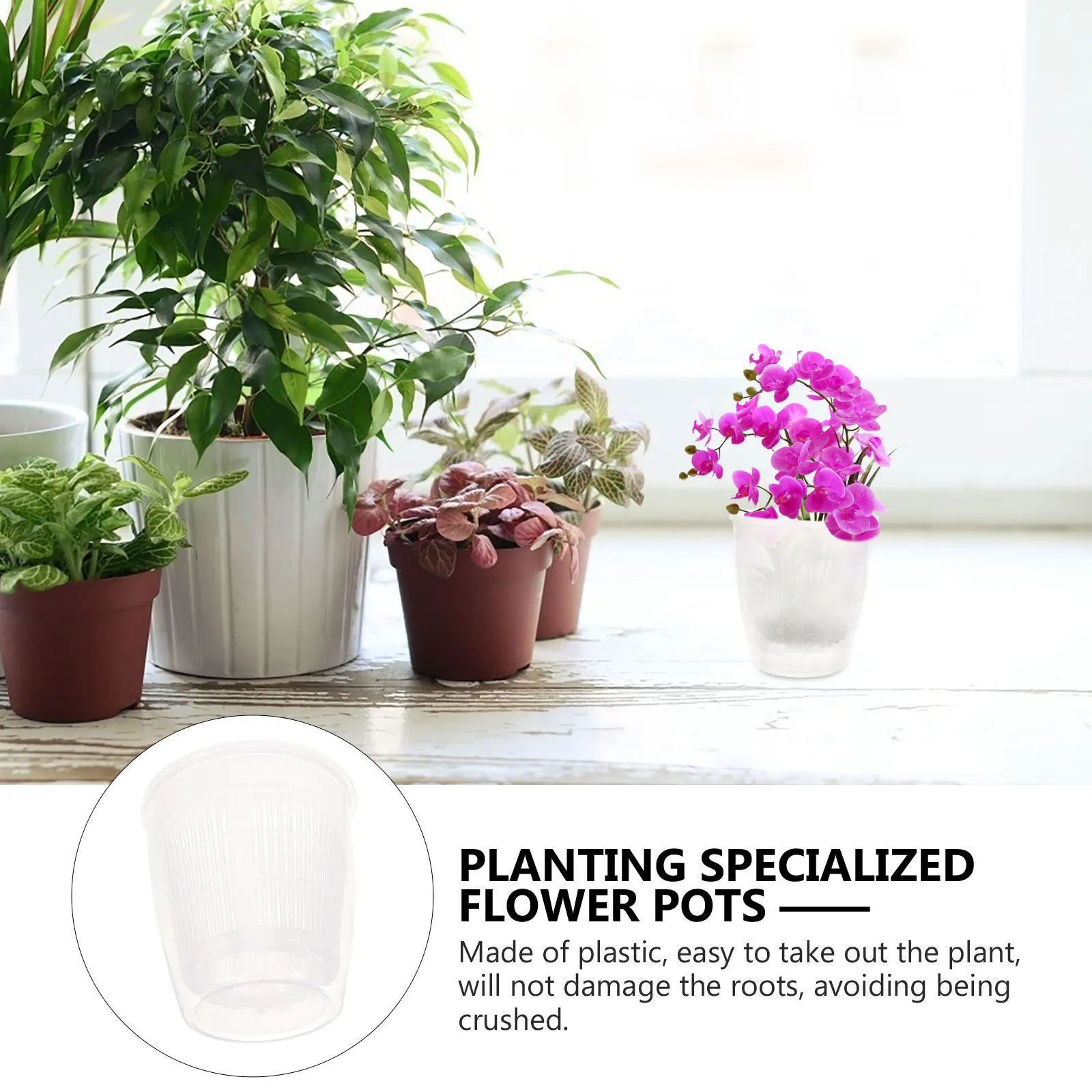 

2Pcs Orchid Pots Plastic Clear Breathable Planters Ventilated Orchid Flower Pots for Home Office Seedlings Succulent Plant
