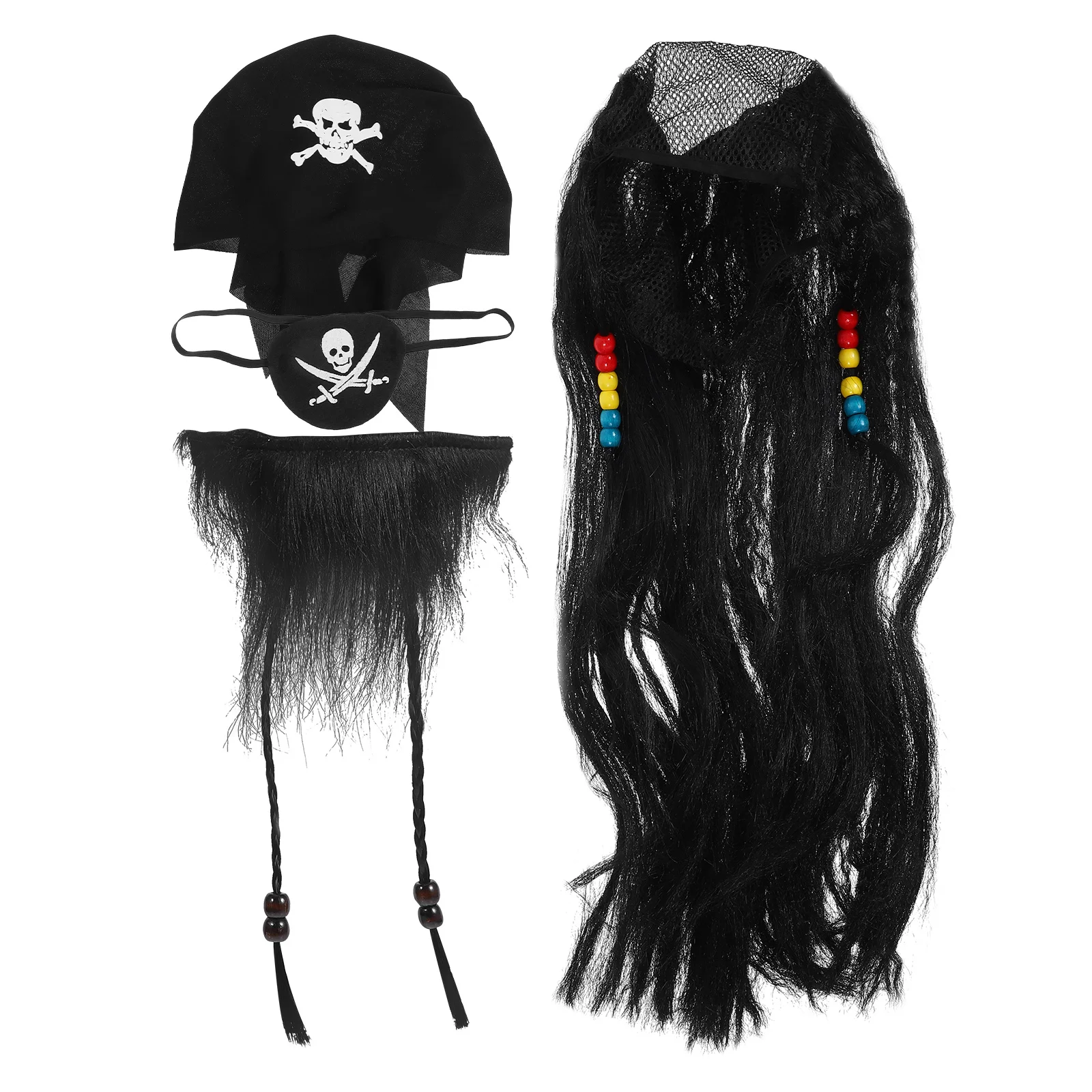 

1 set Pirate Costume Beard Set With Eye Patch For Halloween Cosplay Party Masquerade Man Accessory Fake Mustache Prop