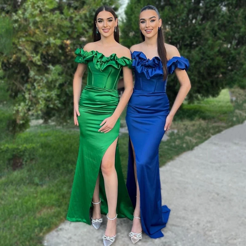 

Thinyfull Sexy Prom Dresses Formal Off The Shoulder HIgh Split Evening Cocktail Party Prom Gowns Mermaid Floor Length Plus Size