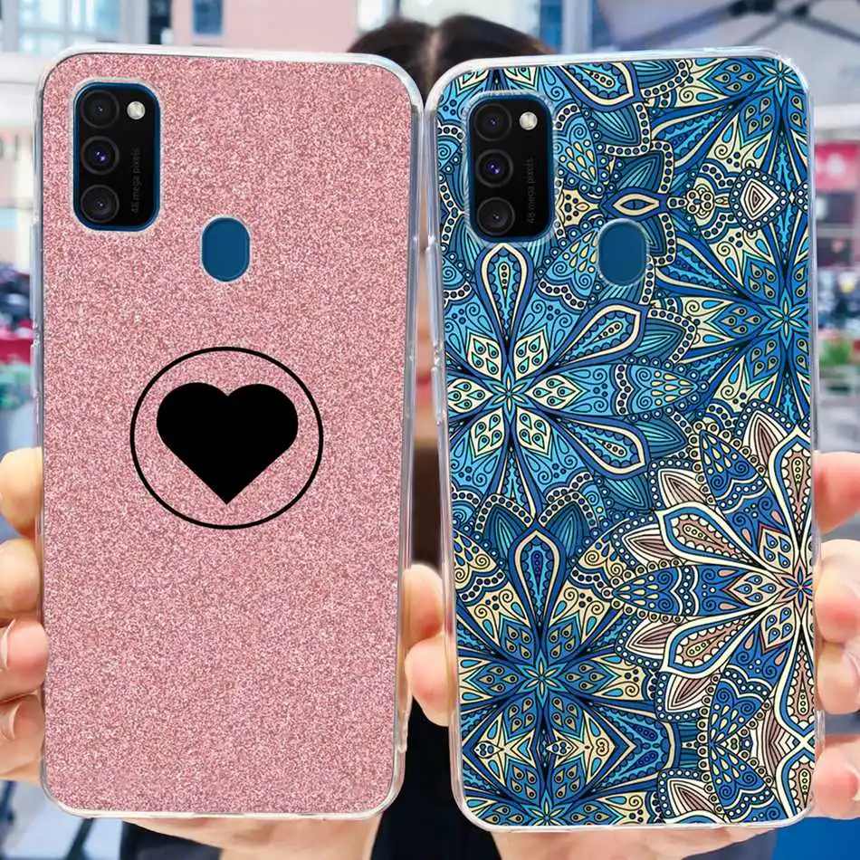 For Samsung Galaxy M21 Case Samsung M30S M21 SM-M215F SM-M307F Elegant Printing Soft Silicone Clear TPU Slim Phone Back Cover