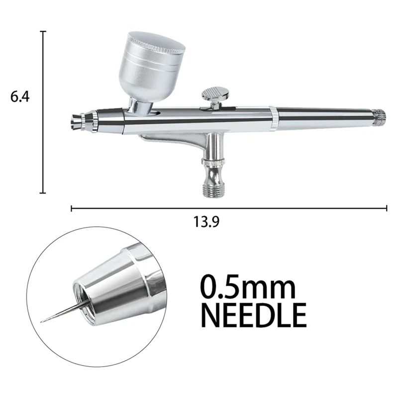 0.5mm Airbrush Multi-Purpose Dual-Action Gravity Feed Airbrush Can Be Used for Spray Auto Graphics, Art, Crafts