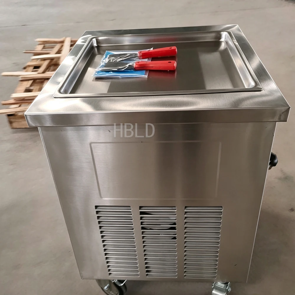 Square Pan Frozen Yogurt Maker, Commercial Fried Ice Cream Rolling Machine for Food Kiosk Shop