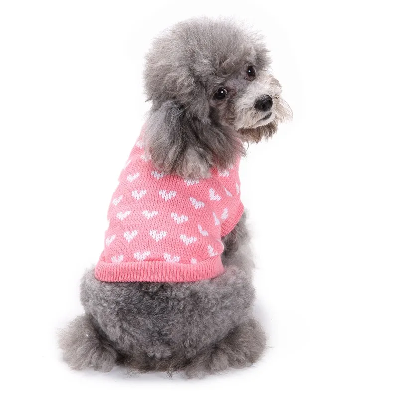 Wholesale Pet Heart Knit Sweater: Round Neck Slim-Fit for Dogs & Cats