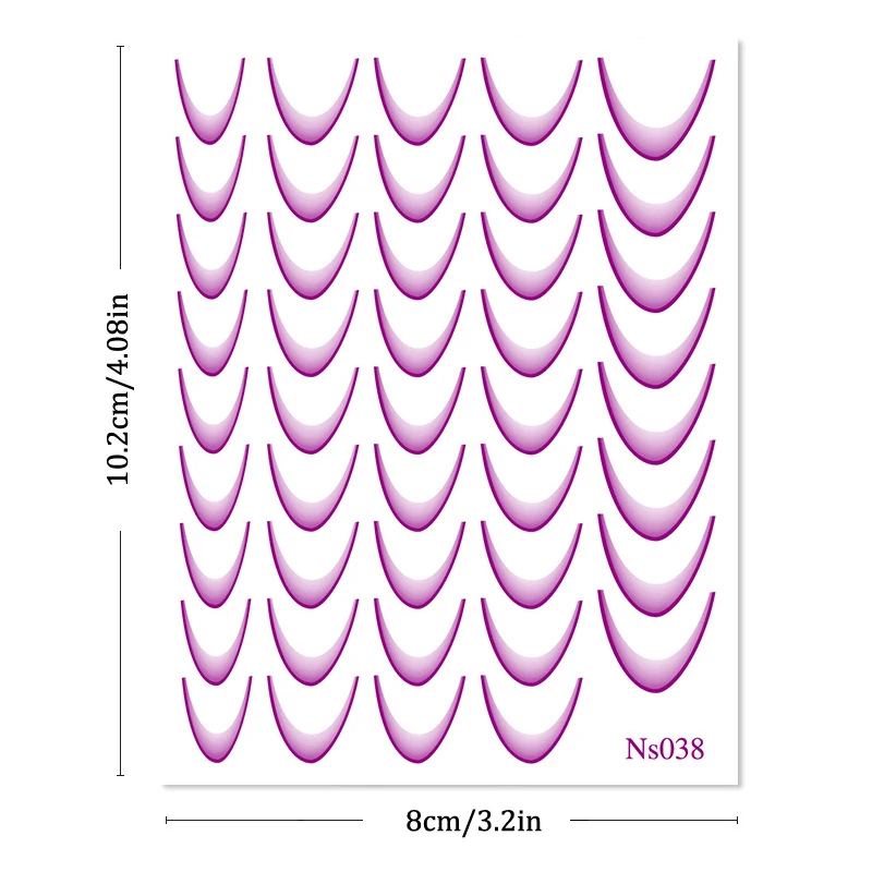 그라데이션 컬러 라인 디자인 프랑스 네일 아트 스티커, 자체 접착 네일 팁 가이드, DIY 장식 스텐실 도구, 9 매
