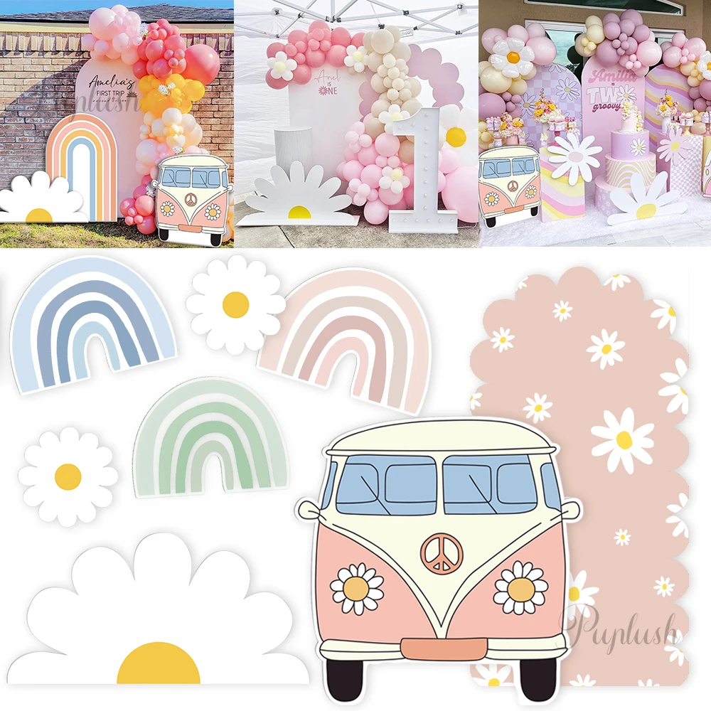 45/92cm Daisy Boho Theme Cardboard Rainbow Boho Car KT Board DIY Adult Kids Birthday Baby Shower Wedding Decor Party Backboard